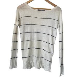 360 Sweater White and Black Stripe Sweater with Racerback Layer • Size XS